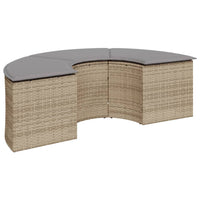 vidaXL Set Divani da Giardino Semicircolare 3 pz in Polyrattan Beige