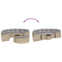 vidaXL Set Divani da Giardino Semicircolare 3 pz in Polyrattan Beige