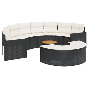 Set Divani da Giardino Semicircolare 3 pz in Polyrattan Nero 3262069