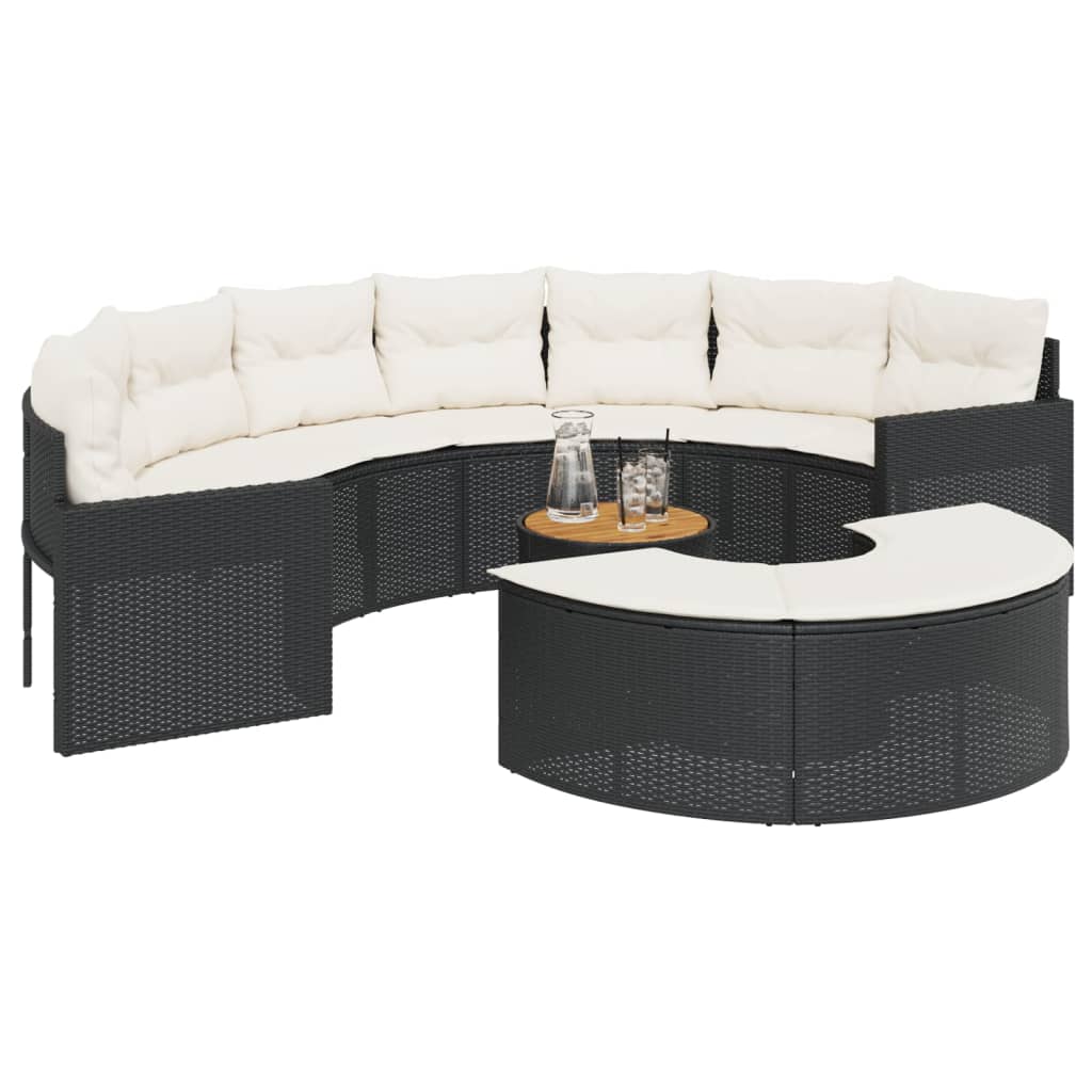 Set Divani da Giardino Semicircolare 3 pz in Polyrattan Nero 3262069