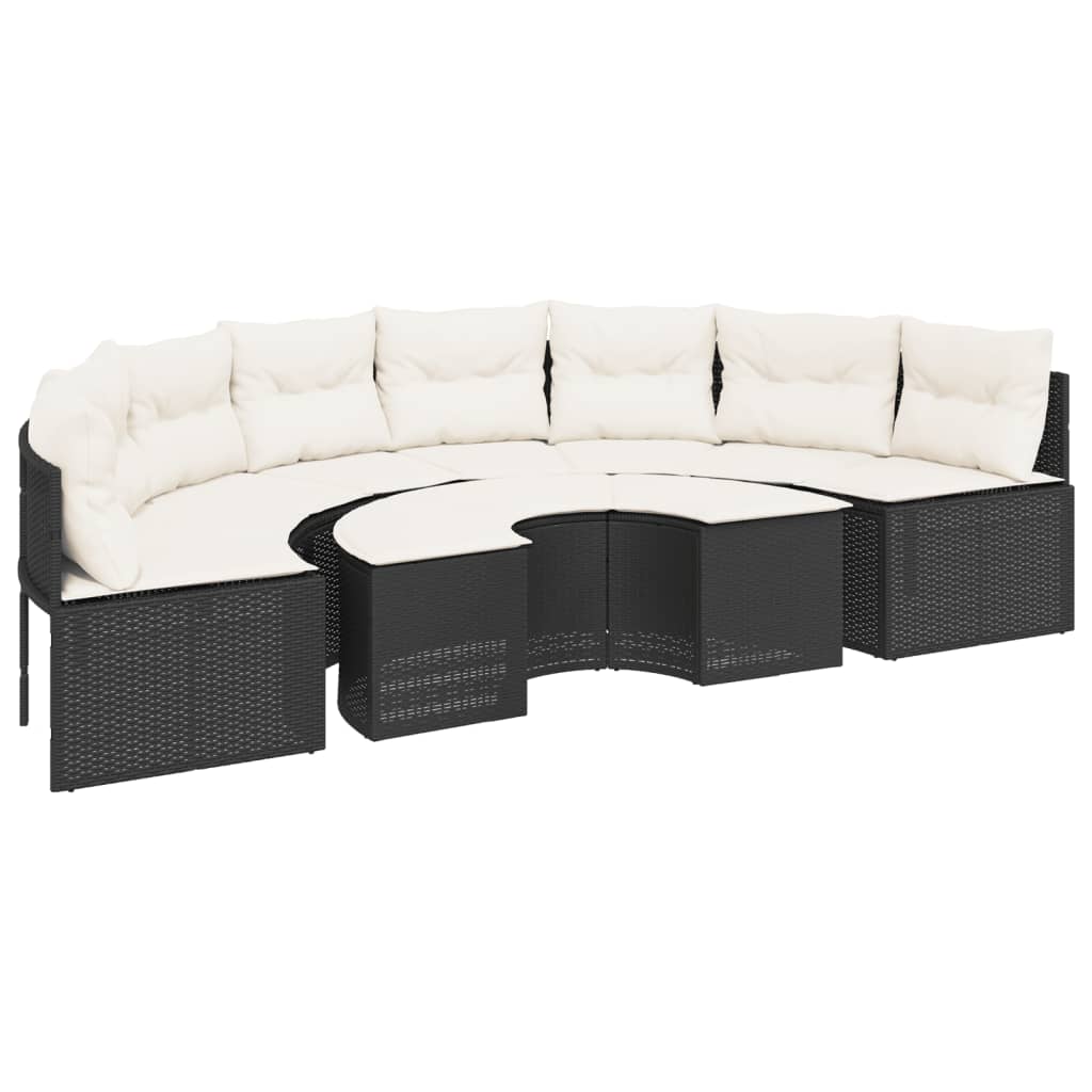 vidaXL Set Divani da Giardino Semicircolare 2 pz in Polyrattan Nero