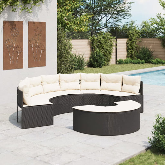 vidaXL Set Divani da Giardino Semicircolare 2 pz in Polyrattan Nero