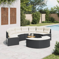 vidaXL Set Divani da Giardino Semicircolare 3 pz in Polyrattan Nero