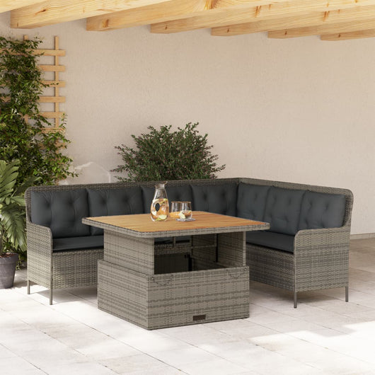 vidaXL Set Divano da Giardino 2 pz con Cuscini Grigio in Polyrattan