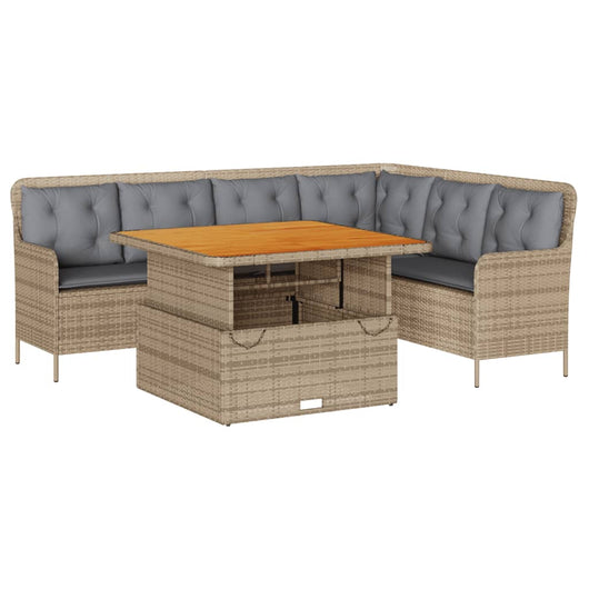 vidaXL Set Divani da Giardino 2 pz con Cuscini Beige in Polyrattan