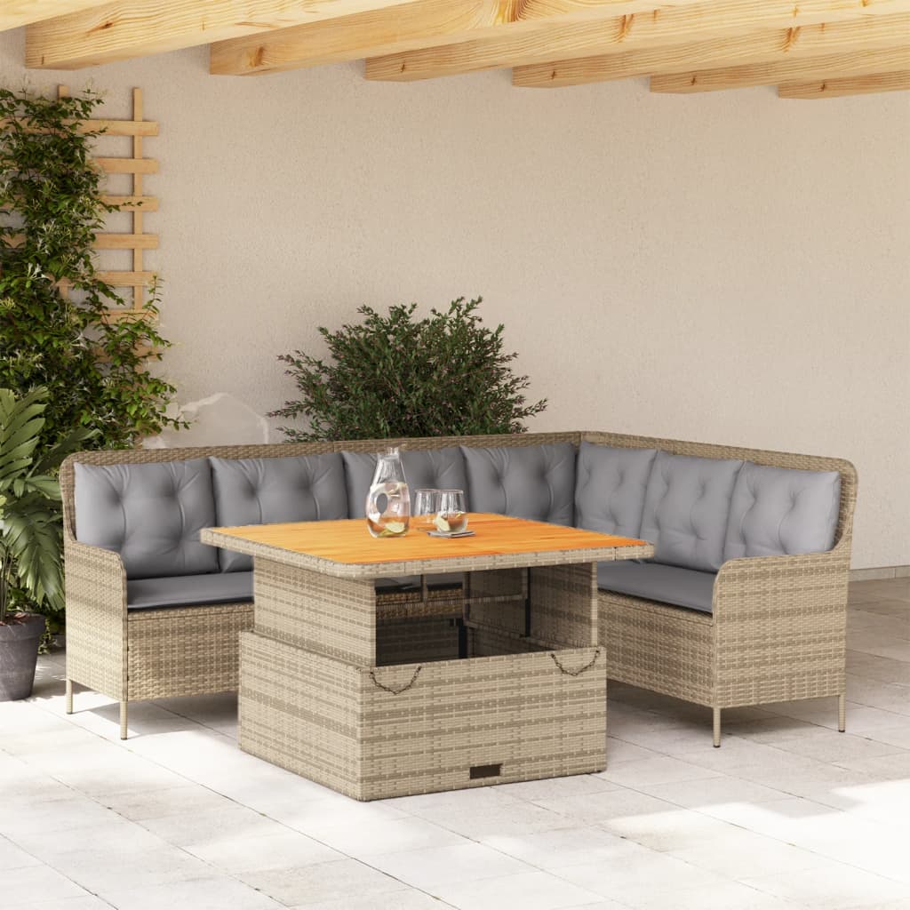 vidaXL Set Divani da Giardino 2 pz con Cuscini Beige in Polyrattan