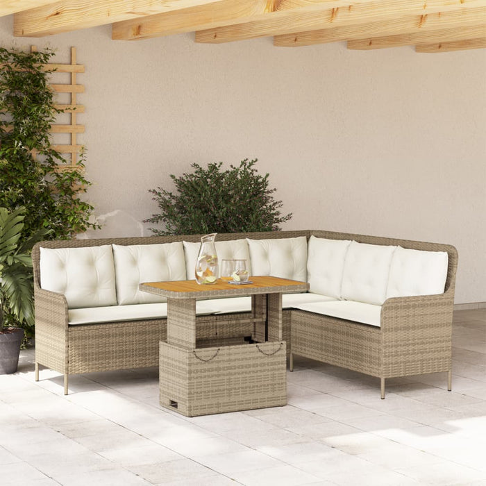 vidaXL Set Divani da Giardino 2 pz con Cuscini Beige in Polyrattan