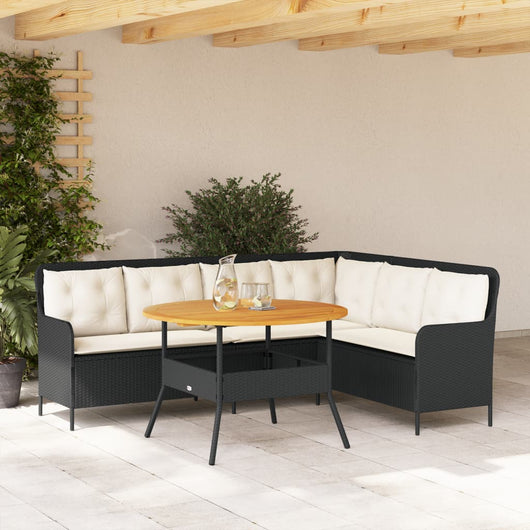 vidaXL Set Divani da Giardino 2 pz con Cuscini in Polyrattan Nero