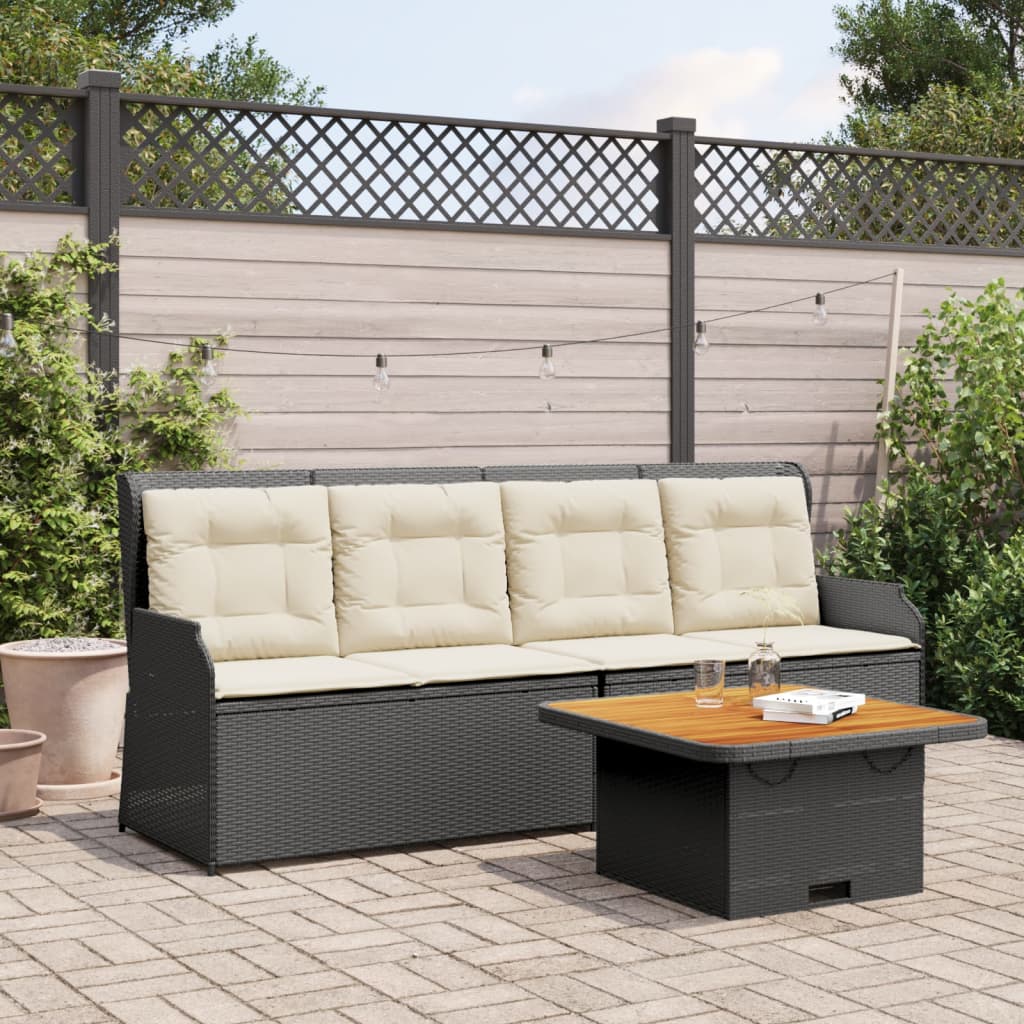 vidaXL Set Divani da Giardino 3 pz con Cuscini Nero in Polyrattan