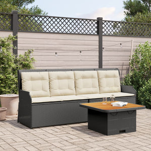 vidaXL Set Divani da Giardino 3 pz con Cuscini Nero in Polyrattan