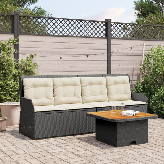 vidaXL Set Divani da Giardino 3 pz con Cuscini Nero in Polyrattan
