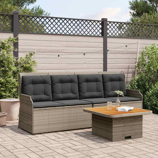 vidaXL Set Divani da Giardino 3 pz con Cuscini in Polyrattan Grigio