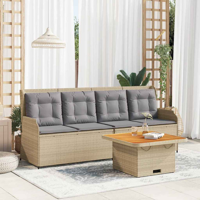vidaXL Set Divani da Giardino 3 pz con Cuscini in Polyrattan Beige