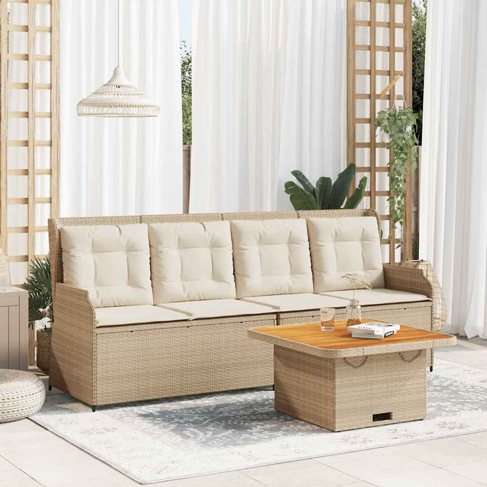 vidaXL Set Divani da Giardino 3 pz con Cuscini in Polyrattan Beige