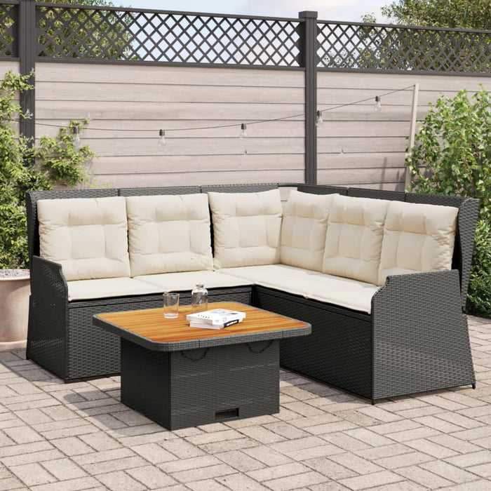 vidaXL Set Divani da Giardino 4 pz con Cuscini Nero in Polyrattan