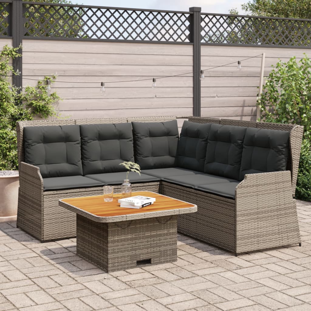 vidaXL Set Divani da Giardino 4 pz con Cuscini in Polyrattan Grigio