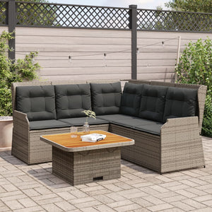 vidaXL Set Divani da Giardino 4 pz con Cuscini in Polyrattan Grigio