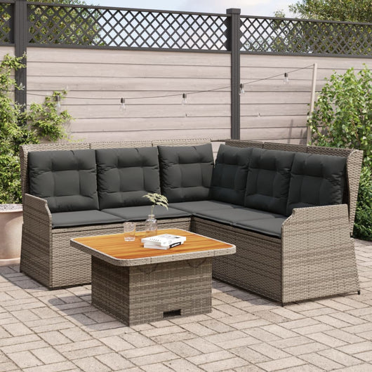 vidaXL Set Divani da Giardino 4 pz con Cuscini in Polyrattan Grigio