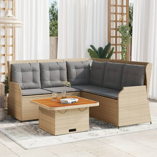 vidaXL Set Divani da Giardino 4 pz con Cuscini in Polyrattan Beige