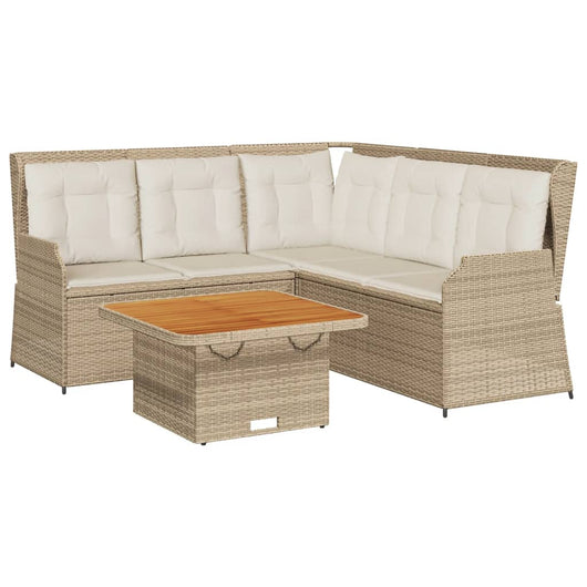 vidaXL Set Divani da Giardino 4 pz con Cuscini in Polyrattan Beige