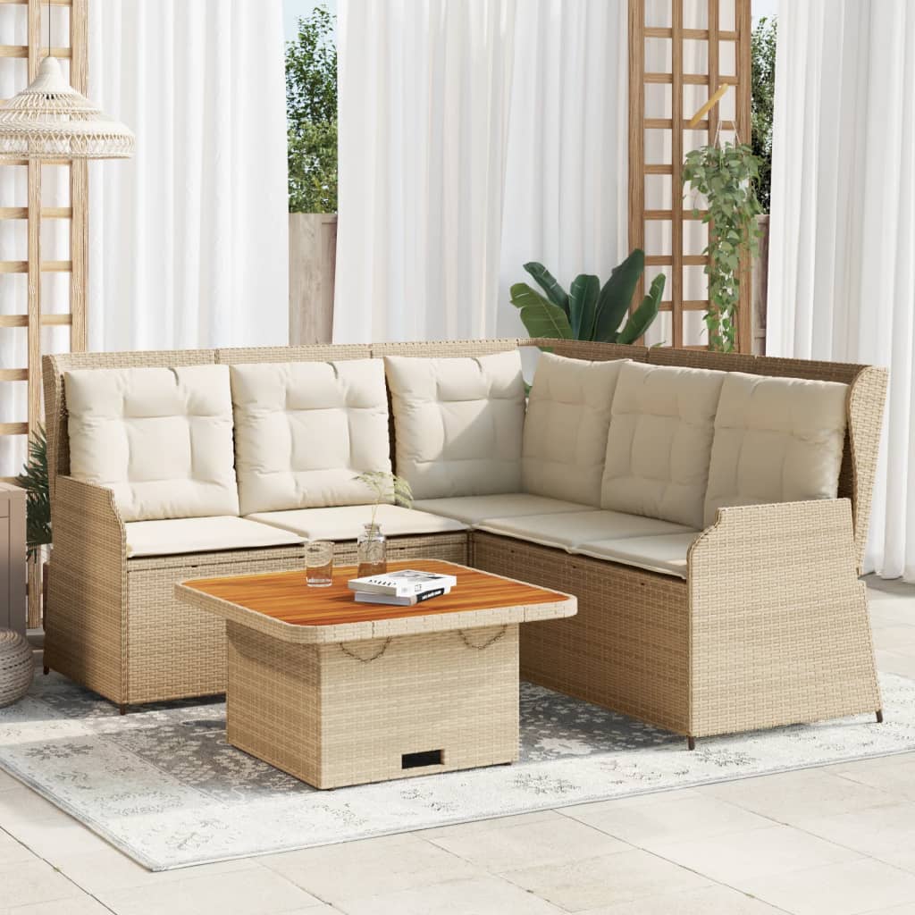 vidaXL Set Divani da Giardino 4 pz con Cuscini in Polyrattan Beige