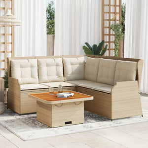 vidaXL Set Divani da Giardino 4 pz con Cuscini in Polyrattan Beige