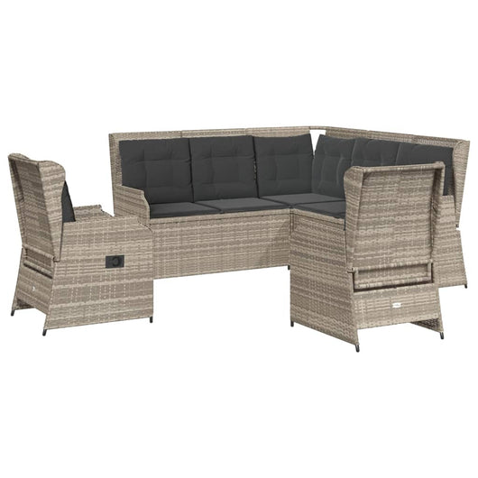 Set Divani da Giardino 5pz con Cuscini Polyrattan Grigio Chiaro 3262154