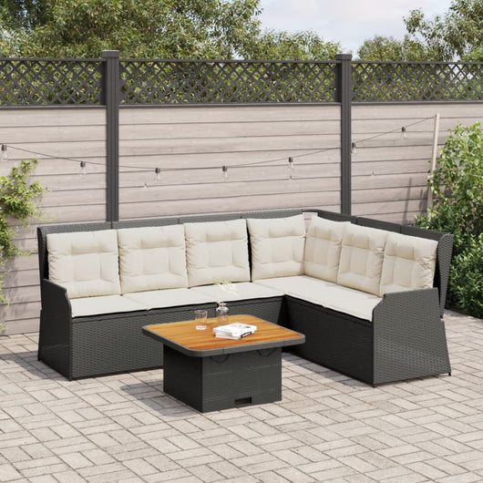 vidaXL Set Divani da Giardino 5 pz con Cuscini Nero in Polyrattan