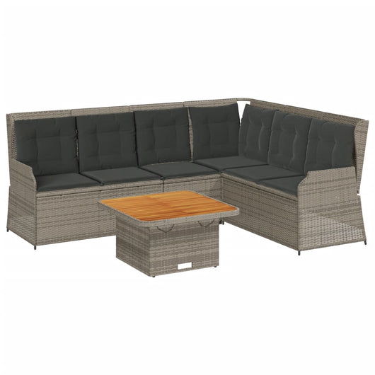 vidaXL Set Divani da Giardino 5 pz con Cuscini in Polyrattan Grigio