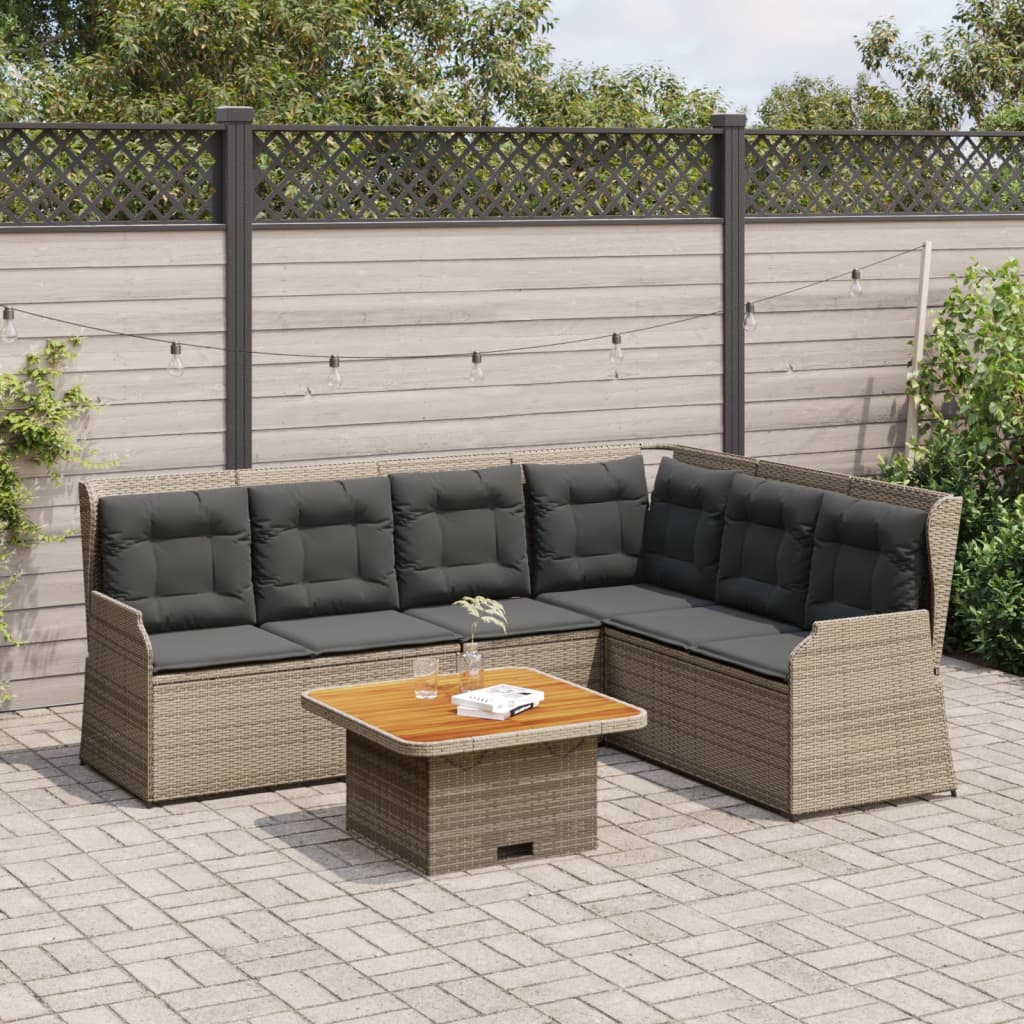 vidaXL Set Divani da Giardino 5 pz con Cuscini in Polyrattan Grigio