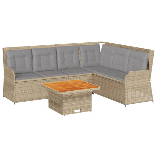 vidaXL Set Divani da Giardino 5 pz con Cuscini in Polyrattan Beige