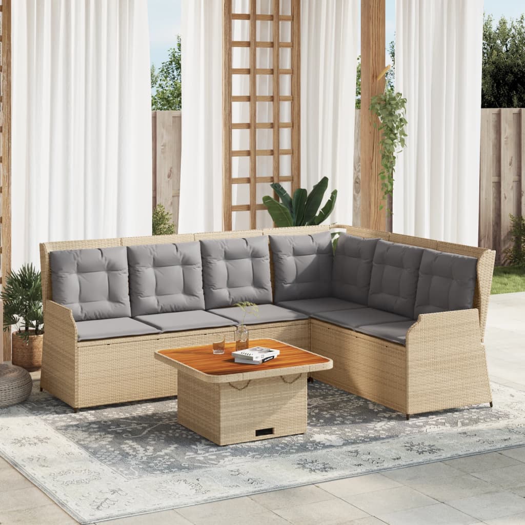 vidaXL Set Divani da Giardino 5 pz con Cuscini in Polyrattan Beige