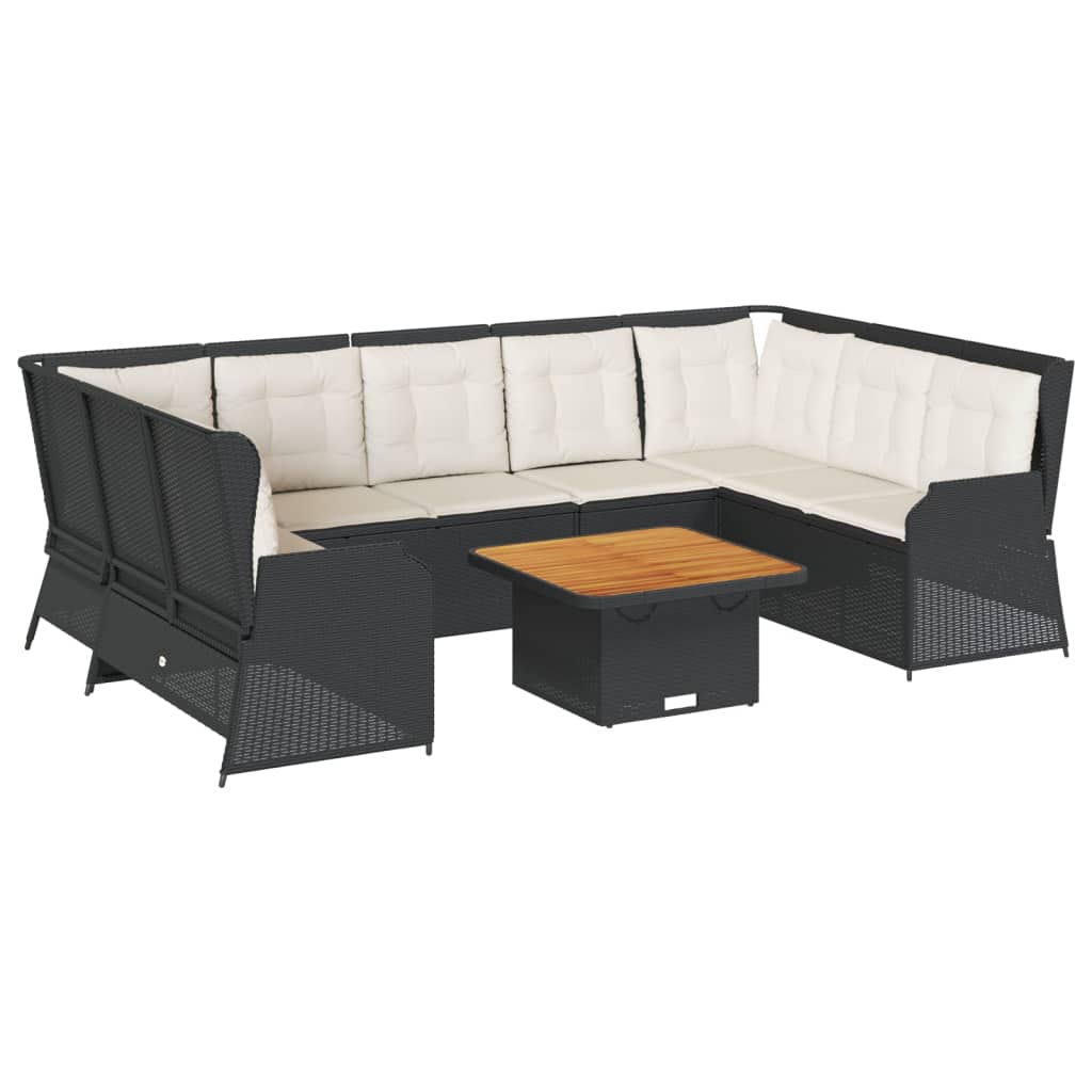 vidaXL Set Salotto da Giardino con Cuscini 7pz Nero Polyrattan