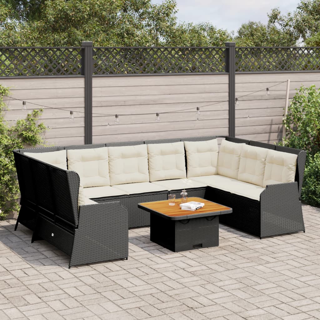 vidaXL Set Salotto da Giardino con Cuscini 7pz Nero Polyrattan