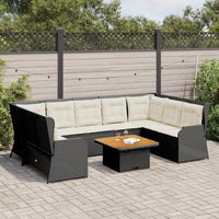 vidaXL Set Salotto da Giardino con Cuscini 7pz Nero Polyrattan