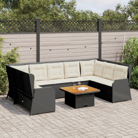 vidaXL Set Salotto da Giardino con Cuscini 7pz Nero Polyrattan