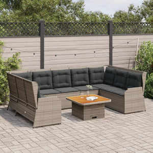 vidaXL Set Divani da Giardino 7 pz con Cuscini in Polyrattan Grigio