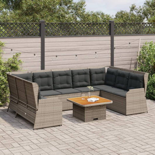 vidaXL Set Divani da Giardino 7 pz con Cuscini in Polyrattan Grigio