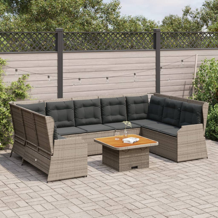 vidaXL Set Divani da Giardino 7 pz con Cuscini in Polyrattan Grigio