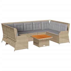 vidaXL Set Divani da Giardino 7 pz con Cuscini in Polyrattan Beige