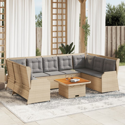 vidaXL Set Divani da Giardino 7 pz con Cuscini in Polyrattan Beige