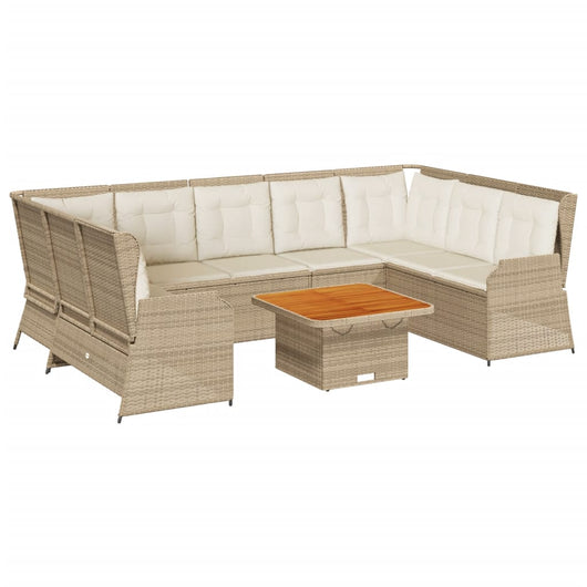 vidaXL Set Divani da Giardino 7 pz con Cuscini in Polyrattan Beige