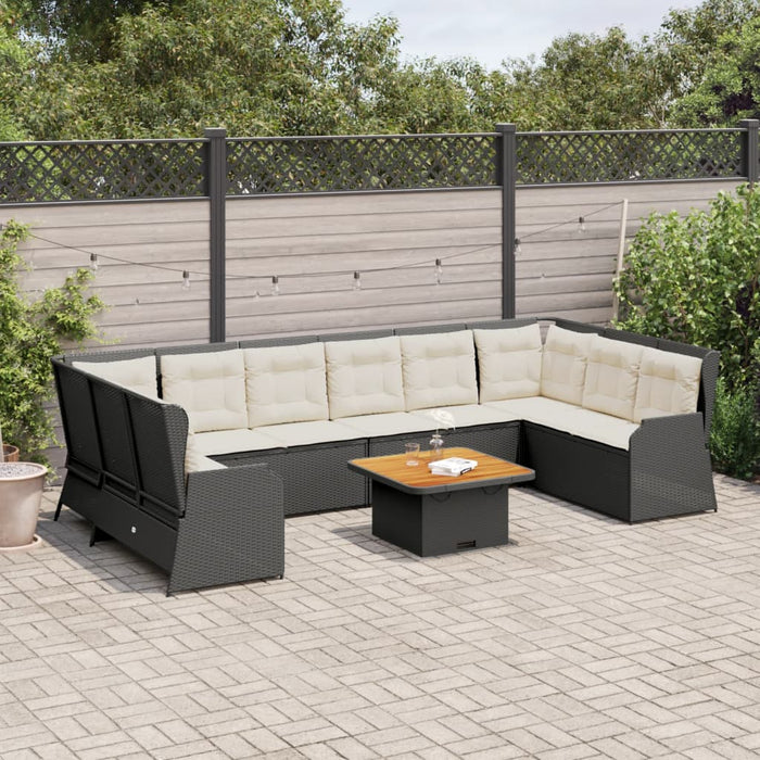 vidaXL Set Salotto da Giardino con Cuscini 7pz Nero Polyrattan