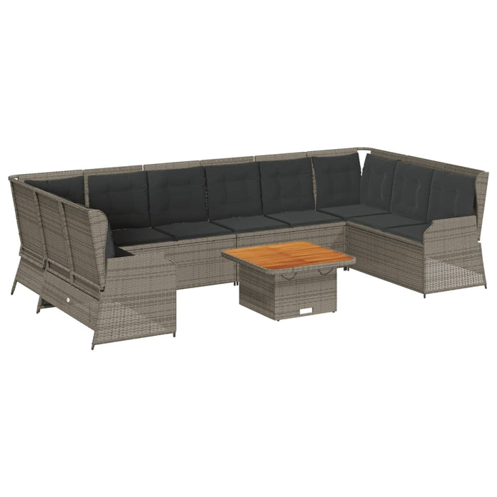 vidaXL Set Divani da Giardino 7 pz con Cuscini in Polyrattan Grigio