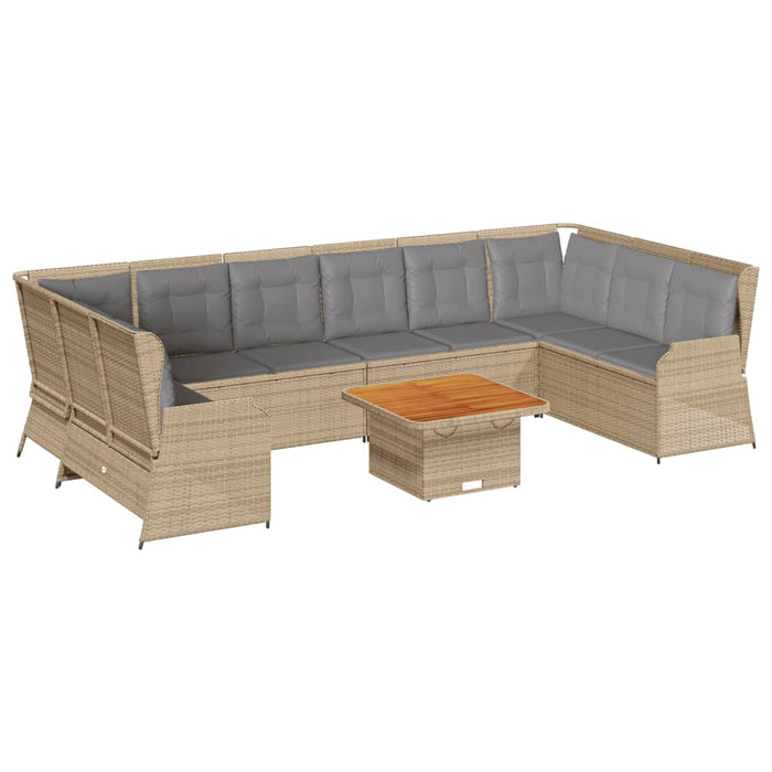 vidaXL Set Divani da Giardino 7 pz con Cuscini in Polyrattan Beige