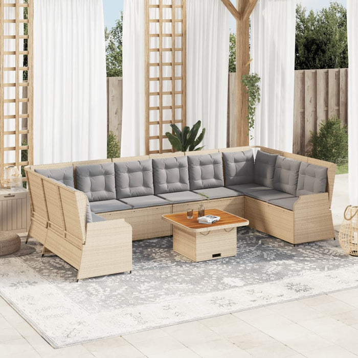 vidaXL Set Divani da Giardino 7 pz con Cuscini in Polyrattan Beige