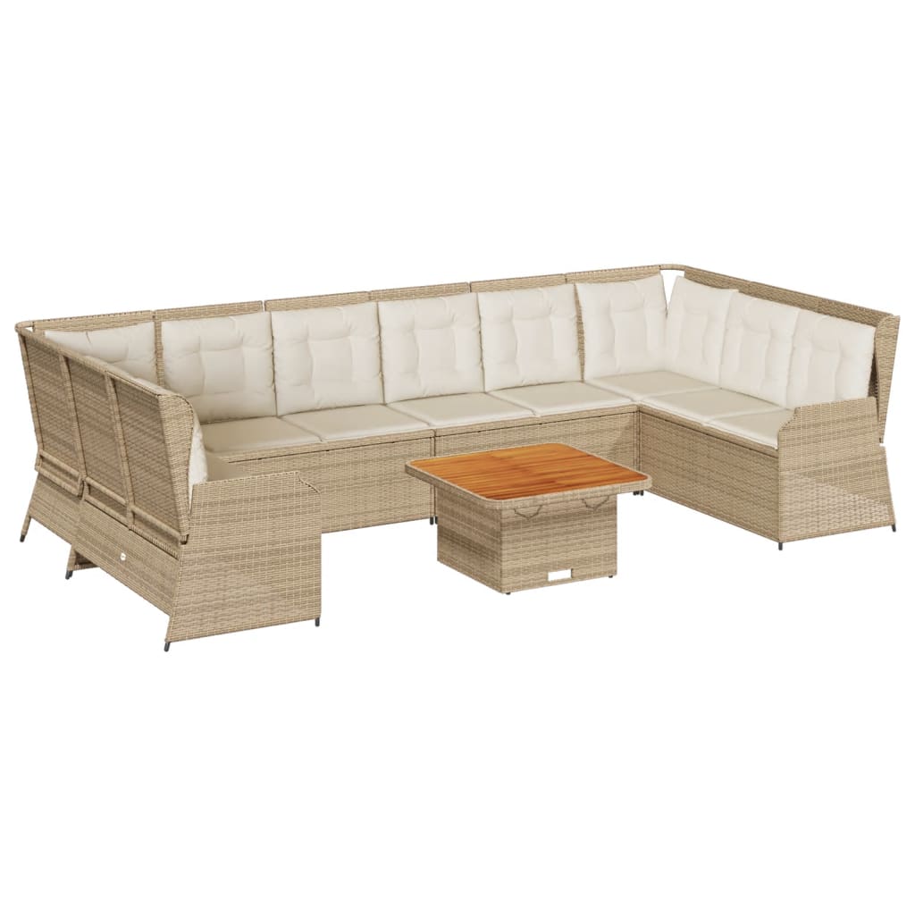 vidaXL Set Divani da Giardino 7 pz con Cuscini in Polyrattan Beige