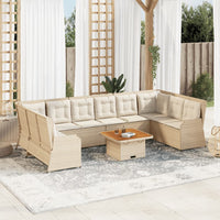 vidaXL Set Divani da Giardino 7 pz con Cuscini in Polyrattan Beige