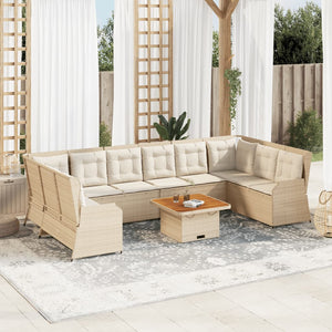 vidaXL Set Divani da Giardino 7 pz con Cuscini in Polyrattan Beige
