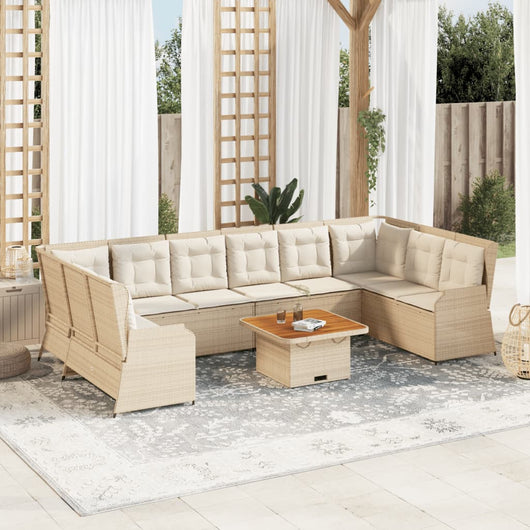 vidaXL Set Divani da Giardino 7 pz con Cuscini in Polyrattan Beige